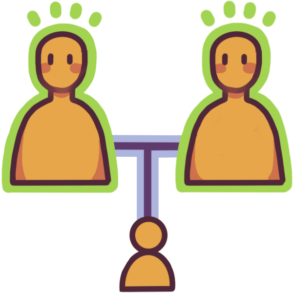 two parents with one child, and both parents are highlighted in green